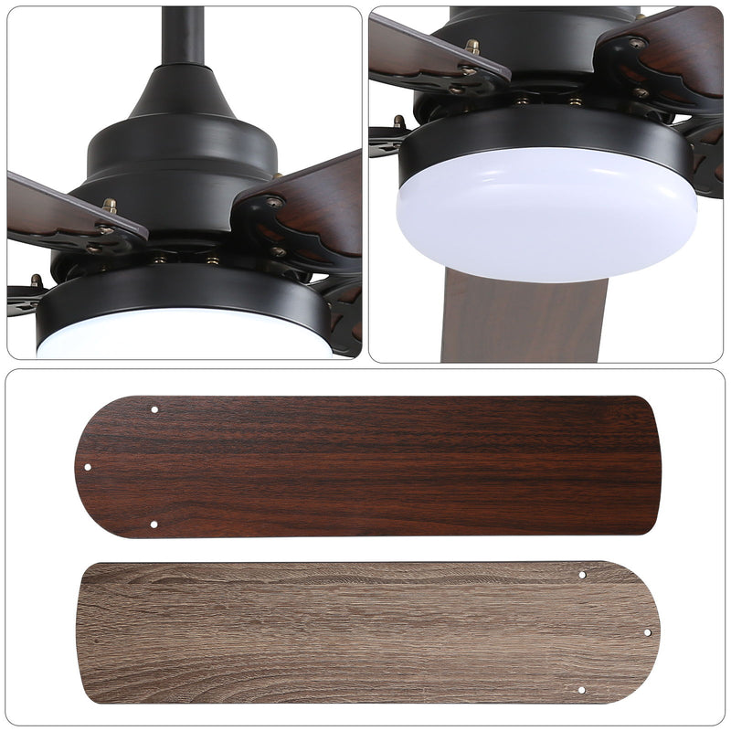 Modern Ceiling Fan With 3 Color Dimmable Light 5 Blades Remote Control Reversible Dc Motor For Bedroom - Black