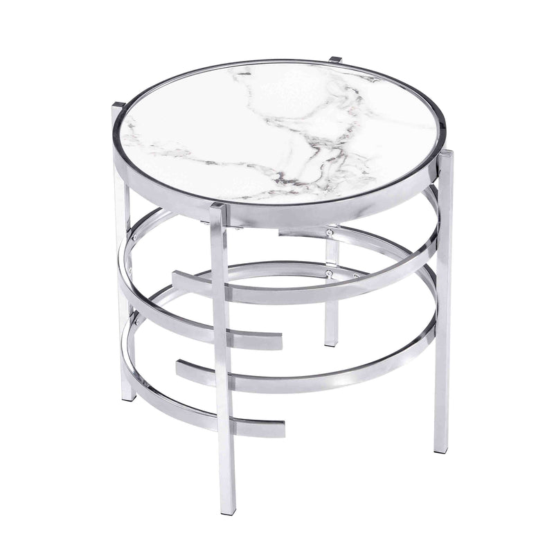 Elegant Pandora Sintered Stone End Table, Small Coffee Table For Living Room