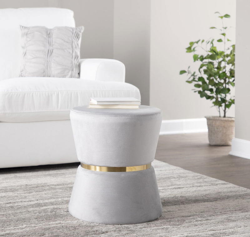 Gemma - Contemporary / Glam Ottoman - Silver / Gold