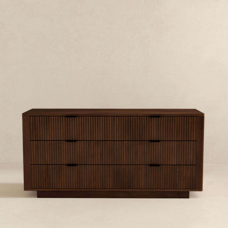 Lola - Mid-Century Modern Dresser With 6 Drawers - Dark Brown