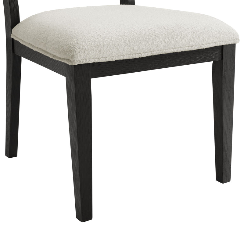 Versailles - Contemporary Square Back Dining Chair & Boucle Fabric (Set of 2) - White / Black