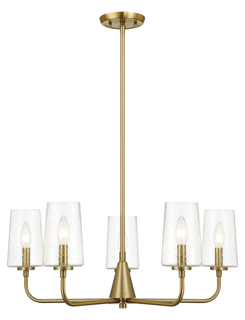 Dazzle - 5 Lights Chandelier With Clear Seeded Satin - Antique Brass / Clear / Gold