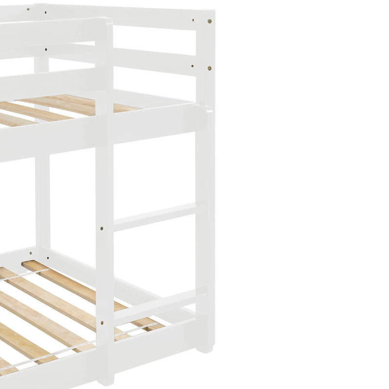 Twin over Twin Floor Bunk Bed, White(New SKU:W504P148538)