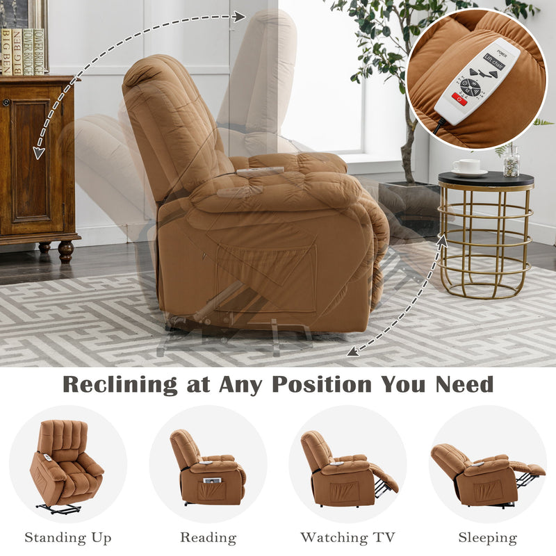 Massage Recliner Chair Electric Power Lift Recliner Chairs With Heat, Vibration, Side Pocket For Living Room Bedroom