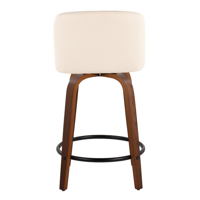 Toriano - Mid Century Modern, Fixed Height Counter Stool & Swivel And Round Footrest (Set of 2)