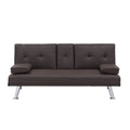 Leather Multifunctional Double Folding Sofa Bed For Office With Coffee Table