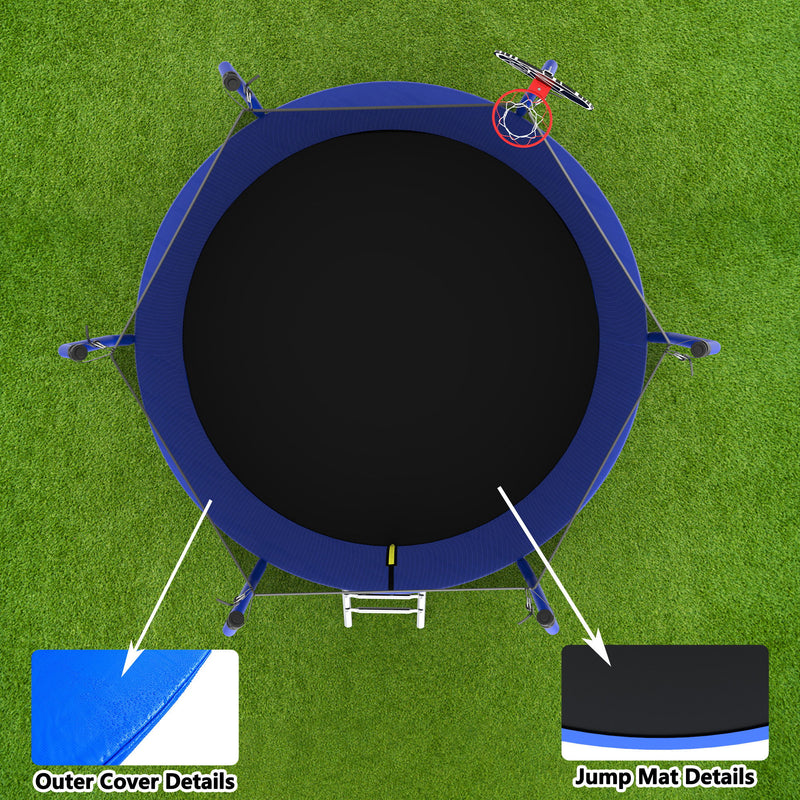 Trampoline With Basketball Hoop, Astm Approved Reinforced Type Outdoor Trampoline With Enclosure Net