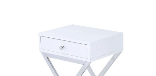 Coleen - Accent Table - White / Chrome