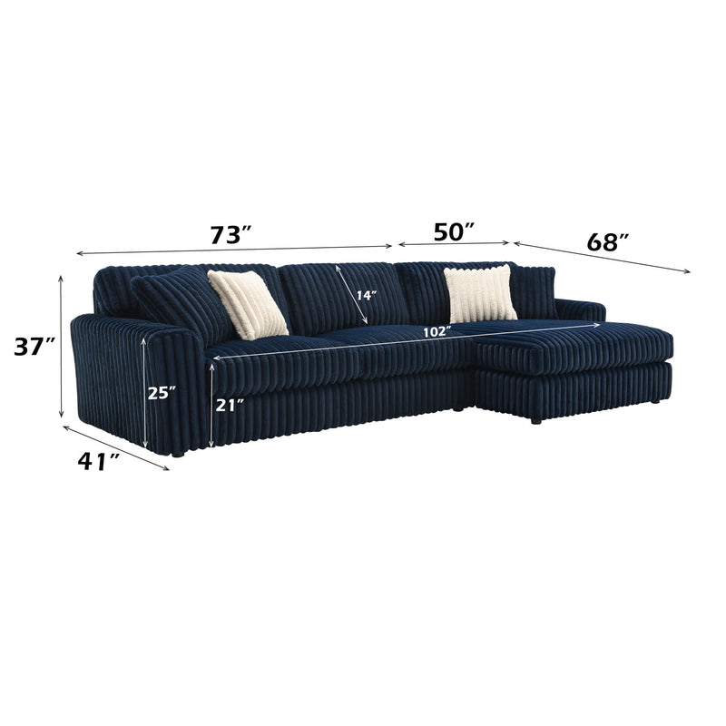 Breton - Sectional Sofa With 4 Pillows - Blue