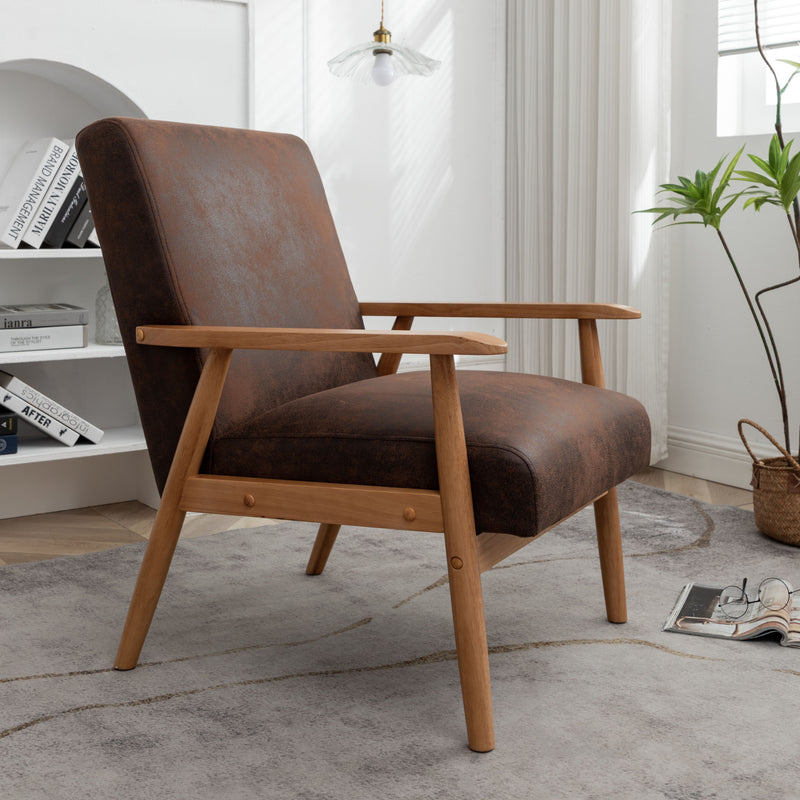 Wide Classic Mid-Century Modern Arm Chair - Brown