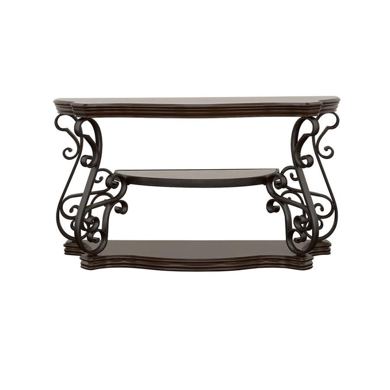 Laney - Scrollwork Entryway Sofa Console Table - Deep Merlot - Atlantic Fine Furniture Inc