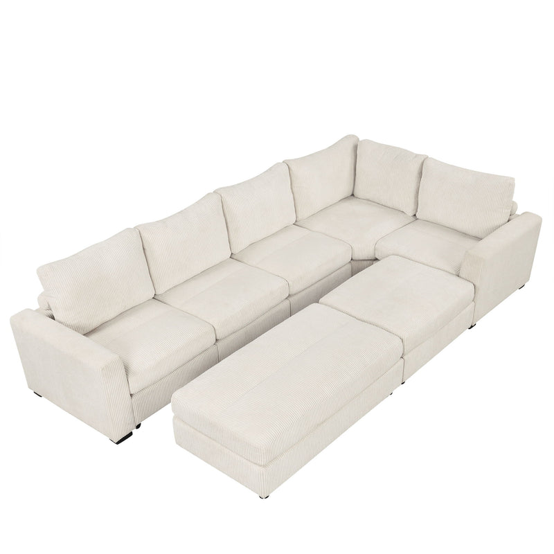 Sectional Couch Sofa Bed Modular Sofa With Two Movable Ottomans For Living Room