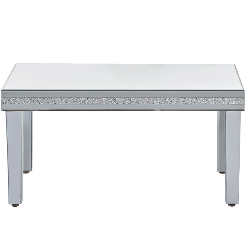 Fashionable Modern Glass MirroredTable With Crystal Design And Adjustable Height Legs