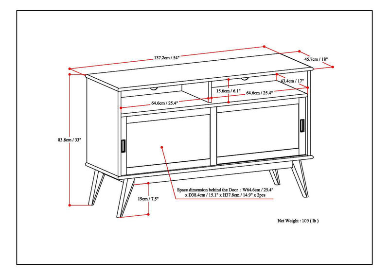 Draper - Handcrafted Mid Century Low TV Media Stand