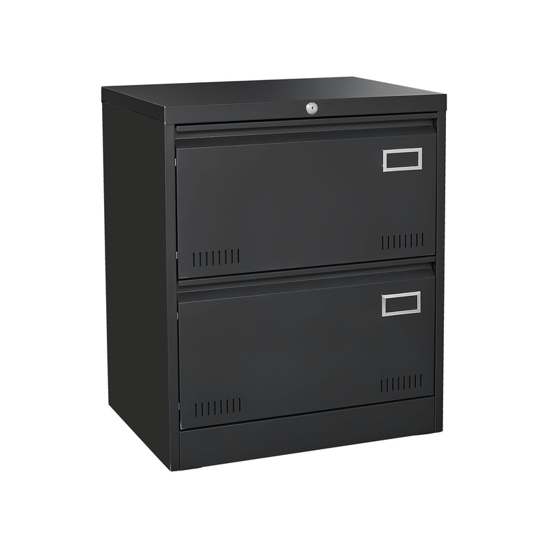 2 Drawer Metal Lateral File Cabinet With Lock, Office Vertical Files Cabinet For Home Office, Locking Metal File Cabinet - Black