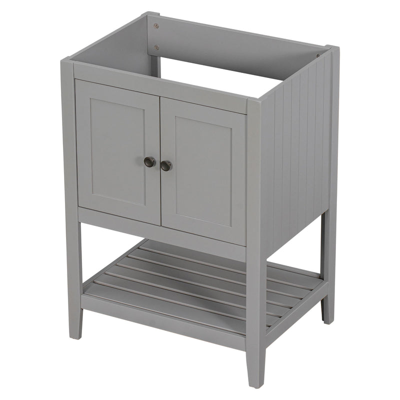 Bathroom Vanity Base Only, Soild Wood Frame, Bathroom Storage Cabinet With Doors And Open Shelf