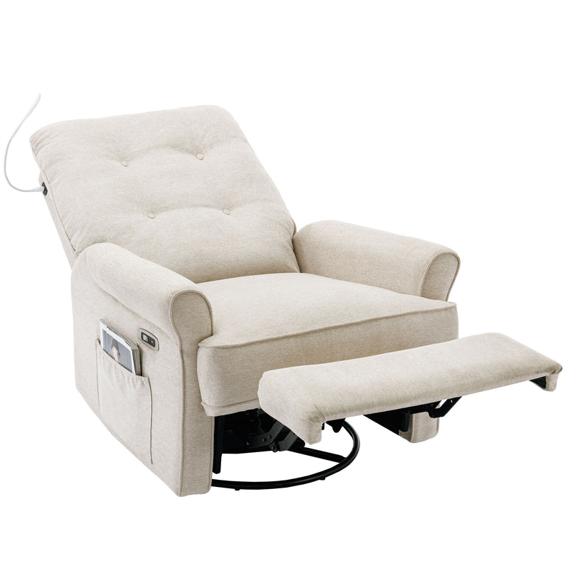 Reclining Chair 270 Degree Swivel Recliner Chairs With USB Port, Side Pocket And Touch Sensitive Lamp For Living Room, Bedroom