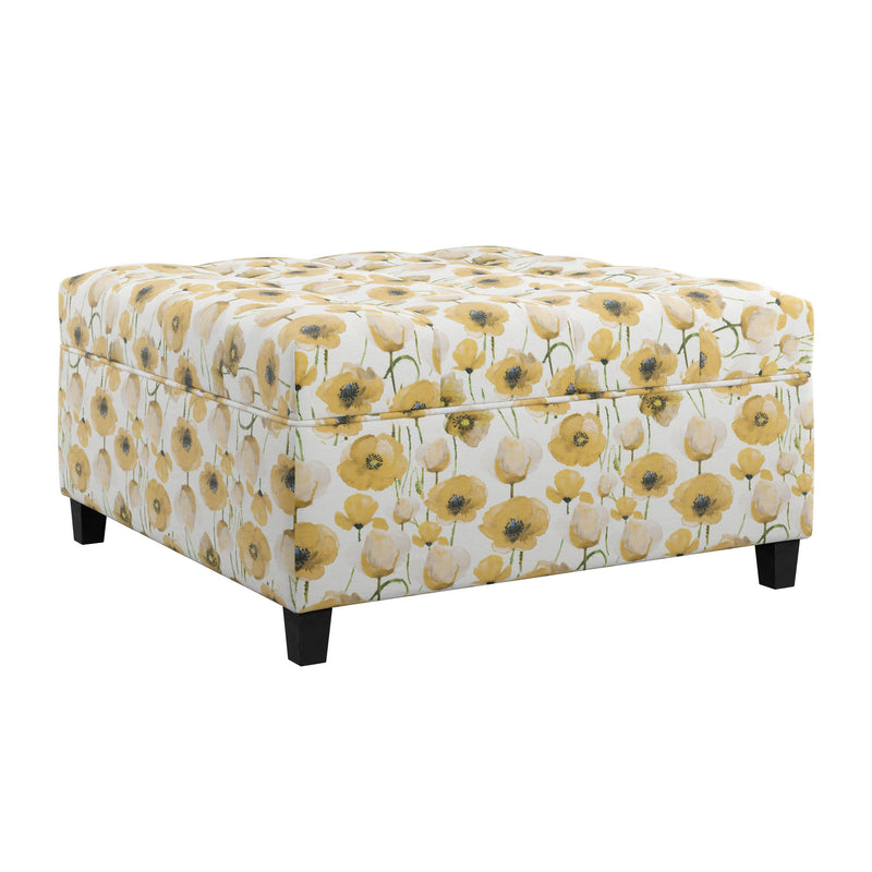 Foria - Floral Storage Ottoman - Yellow