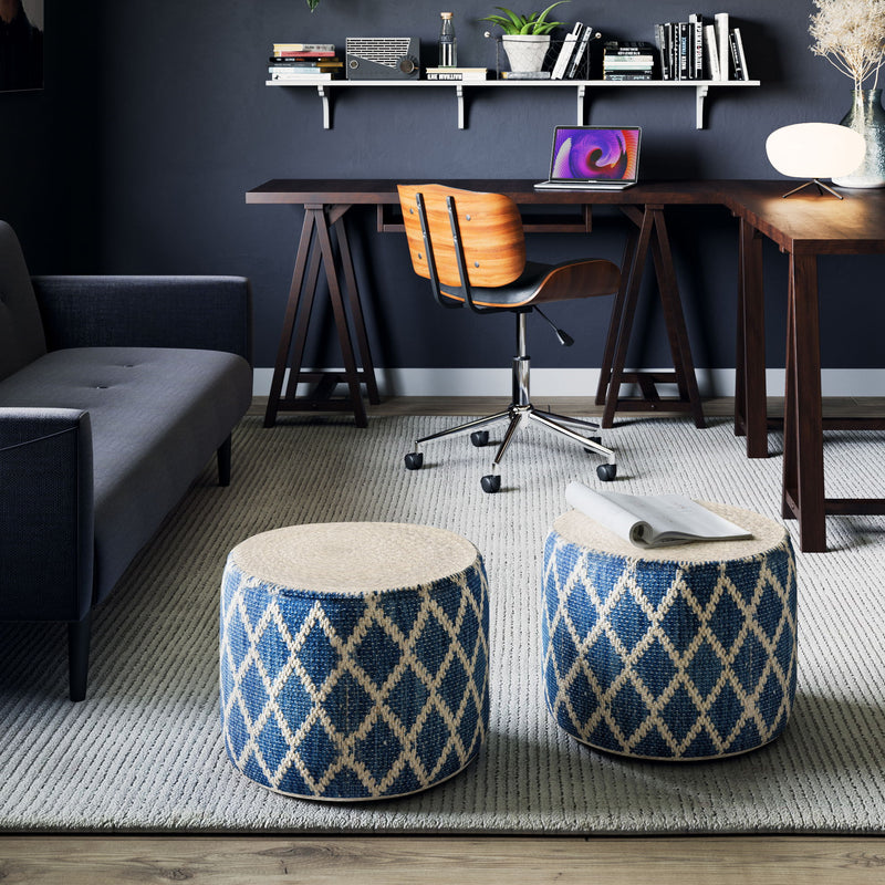 Edgeley - Handcrafted Round Pouf