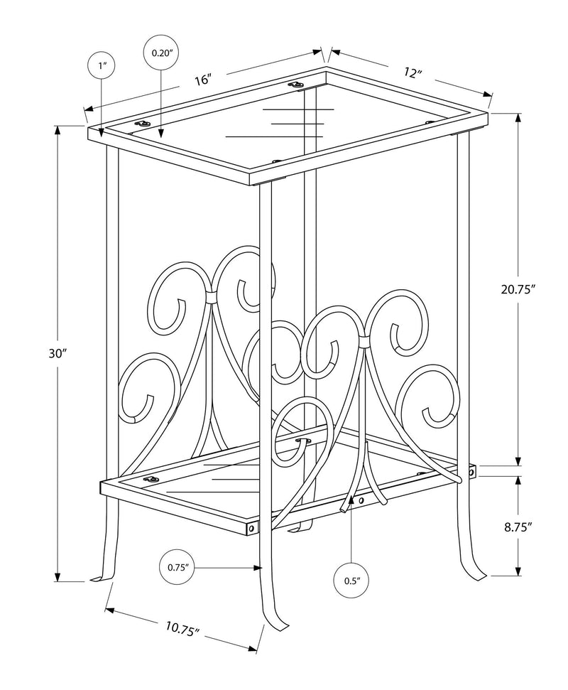 Accent Table, Side Tempered Glass, Transitional - Silver