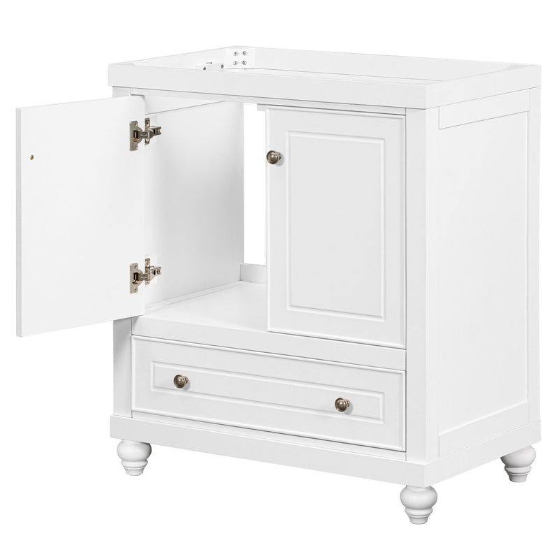 Bathroom Vanity Without Sink, Base Only, Cabinet With Doors And Drawer, Solid Frame And MDF Board - White