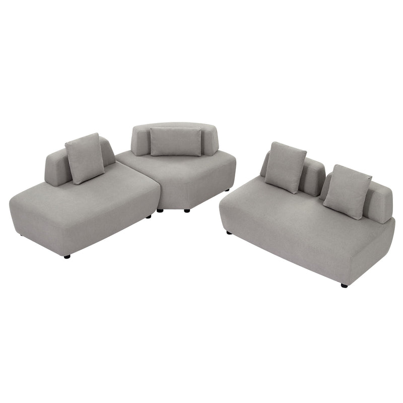 Contemporary 3 Piece Sectional Sofa Free Convertible Sofa With Four Removable Pillows For Living Room