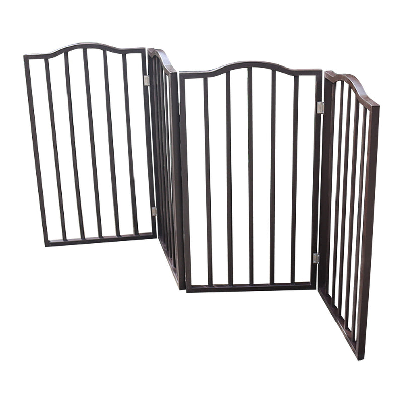 Pet Gate Dog Gate For Doorways, Stairs Or House Freestanding Folding - Dark Brown