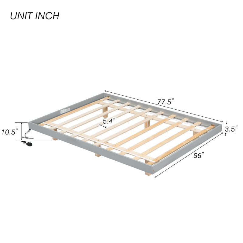 Floating Bed With LED Lights Underneath, Modern Low Profile Platform Bed With LED Lights