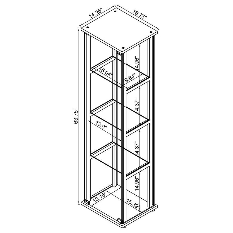 Cyclamen - 4-Shelf Clear Glass Curio Display Cabinet - Black