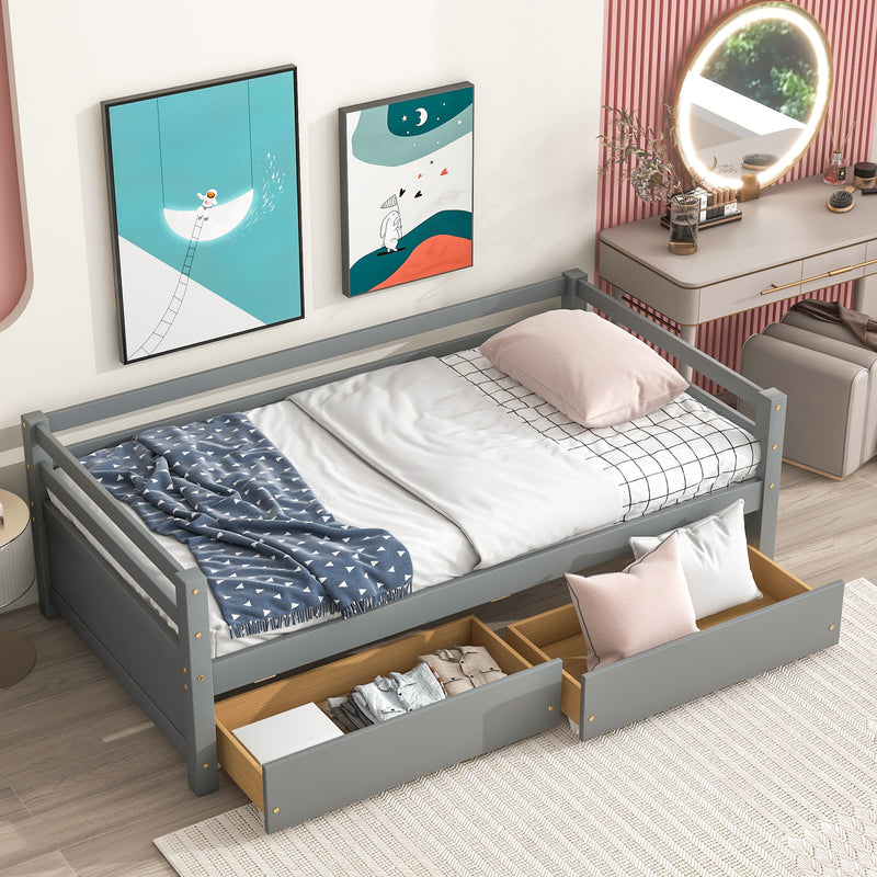 Daybed with two Storage Drawers ,Grey(New SKU:W504P148560)