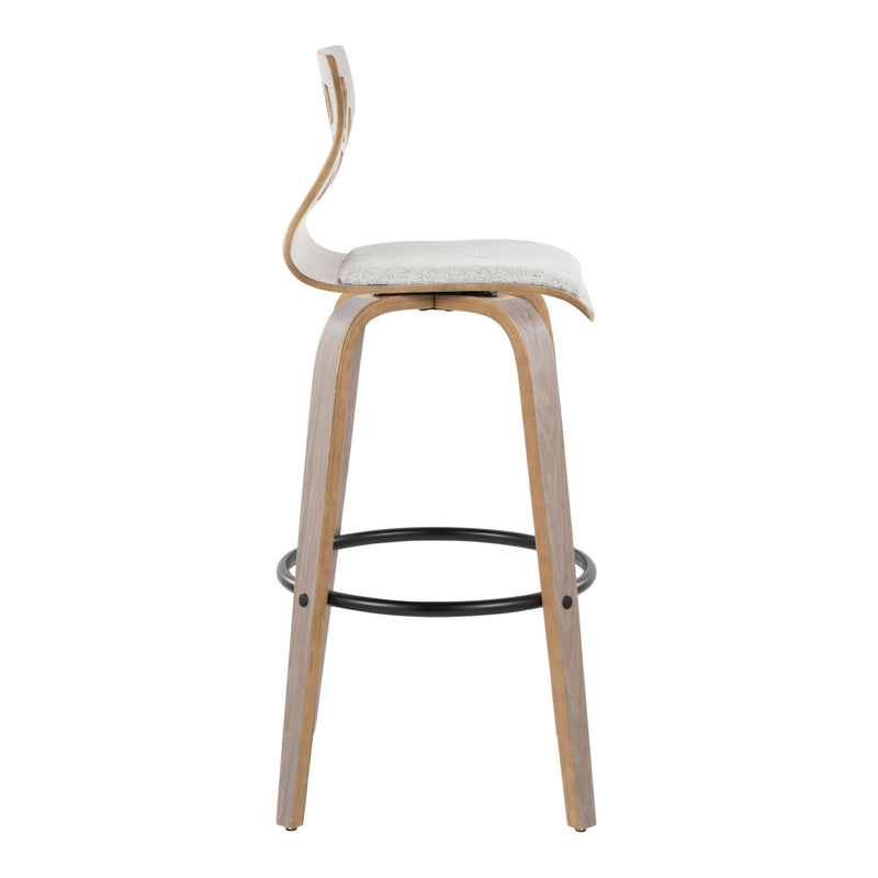 Folia - Contemporary Fixed Height Stool With Swivel With Round Footrest (Set of 2)