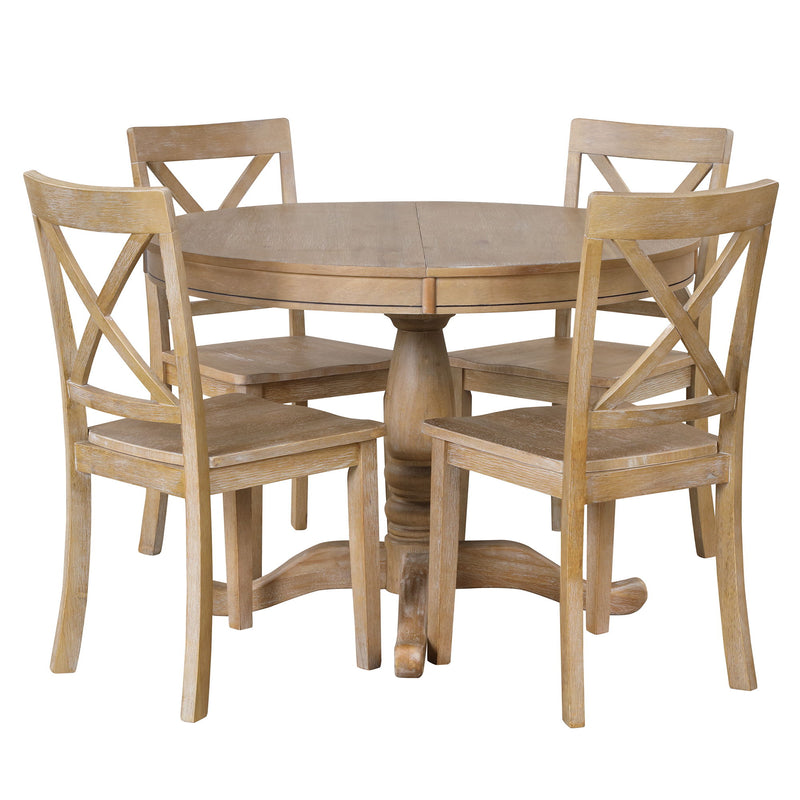 Modern Dining Table Set For 4, Round Table And 4 Kitchen Room Chairs, 5 Piece Kitchen Table Set For Dining Room, Dinette, Breakfast Nook