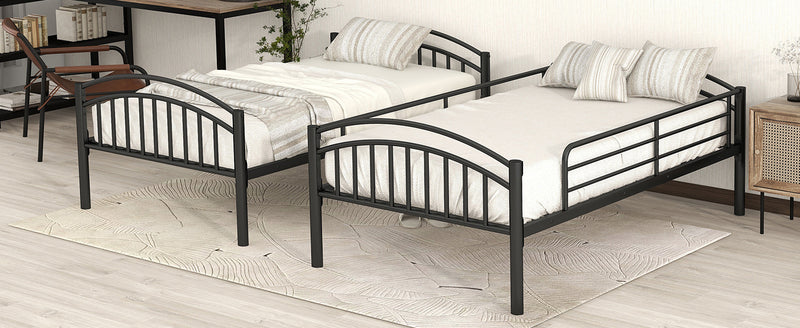 Twin Over Twin Metal Bunk Bed,Divided into Two Beds(Black){OLD SKU:MF280424AAB}