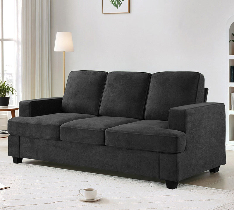 Modern Sofa, Comfortable 3 Seater Couch With Deep Seating, Loose Back Cushions, Wide Arms