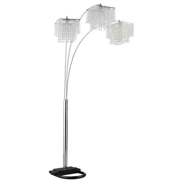 Miriam - Hanging Crystal Arc Floor Lamp - Chrome - Atlantic Fine Furniture Inc