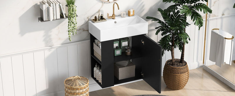 Modern Floating Bathroom Vanity With Ceramic Basin Perfect For Small Bathrooms