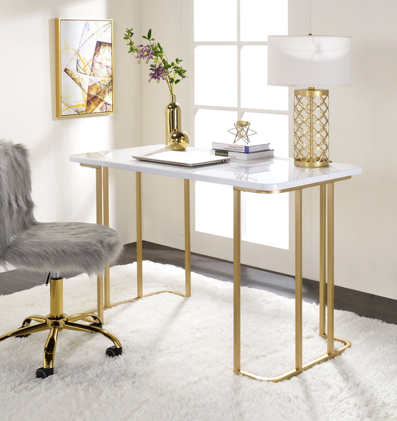 Estie - Writing Desk - White / Gold