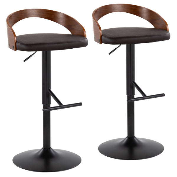 Grotto - Contemporary Adjustable Barstool & Swivel With Straight T Footrest (Set of 2)