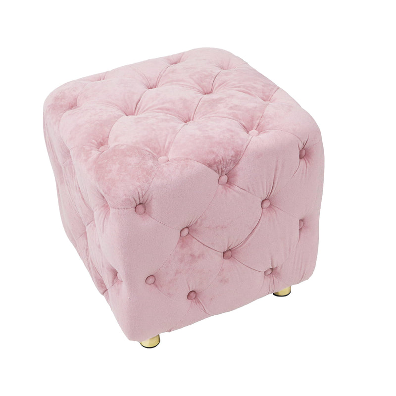 Modern Velvet Upholstered Ottoman, Exquisite Small End Table, Soft Foot Stool, Dressing Makeup Chair, Comfortable Seat For Living Room, Bedroom, Entrance