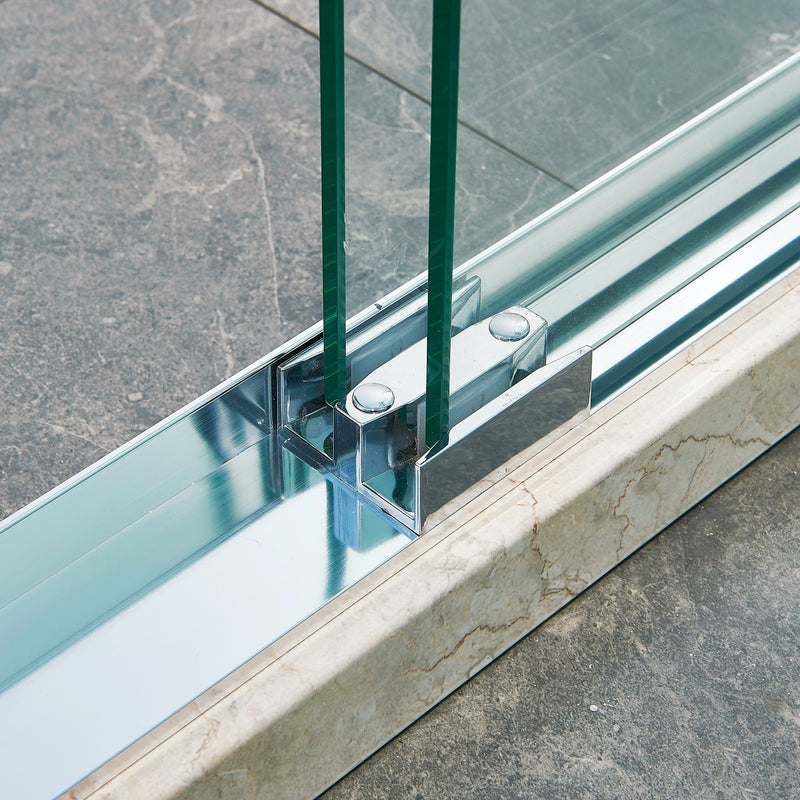 Double Sliding Shower Door Aluminium Alloy Frame, 5 / 16" (8Mm) Thick Sgcc Tempered Clear Glass