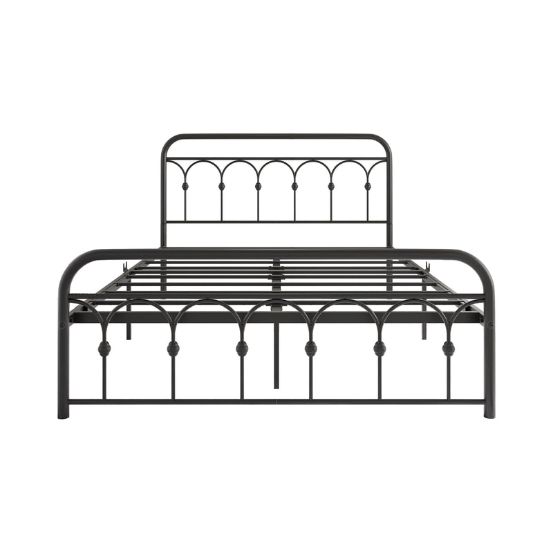 Queen Metal Bed Frame with Headboard and Footboard Platform Queen Size No Box Spring Needed 12.4" Under Bed Storage, Queen Size Black