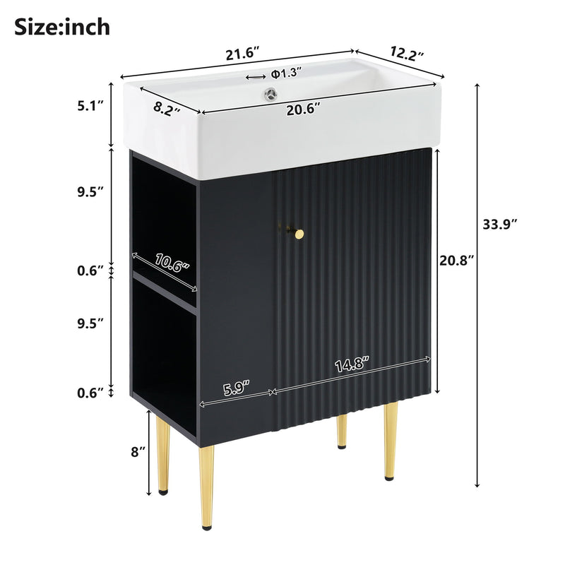 Bathroom Vanity, Combo Cabinet, Bathroom Storage Cabinet, Single Ceramic Sink