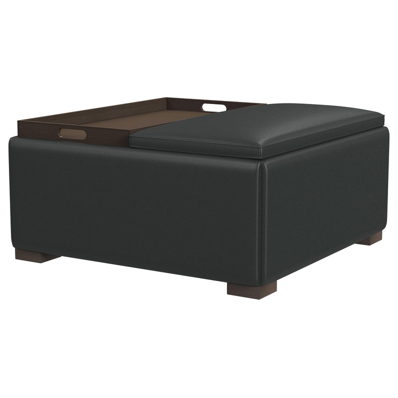 Paris - Upholstered Storage Ottoman With Tray - Black