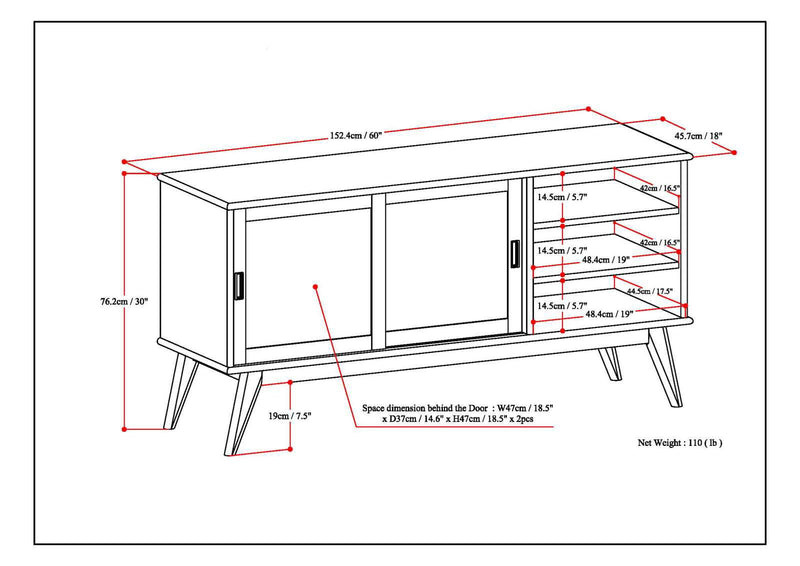 Draper - Handcrafted Mid Century Low TV Media Stand