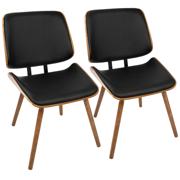 Lombardi - Mid-Century Modern Dining / Chair (Set of 2) - Walnut / Black