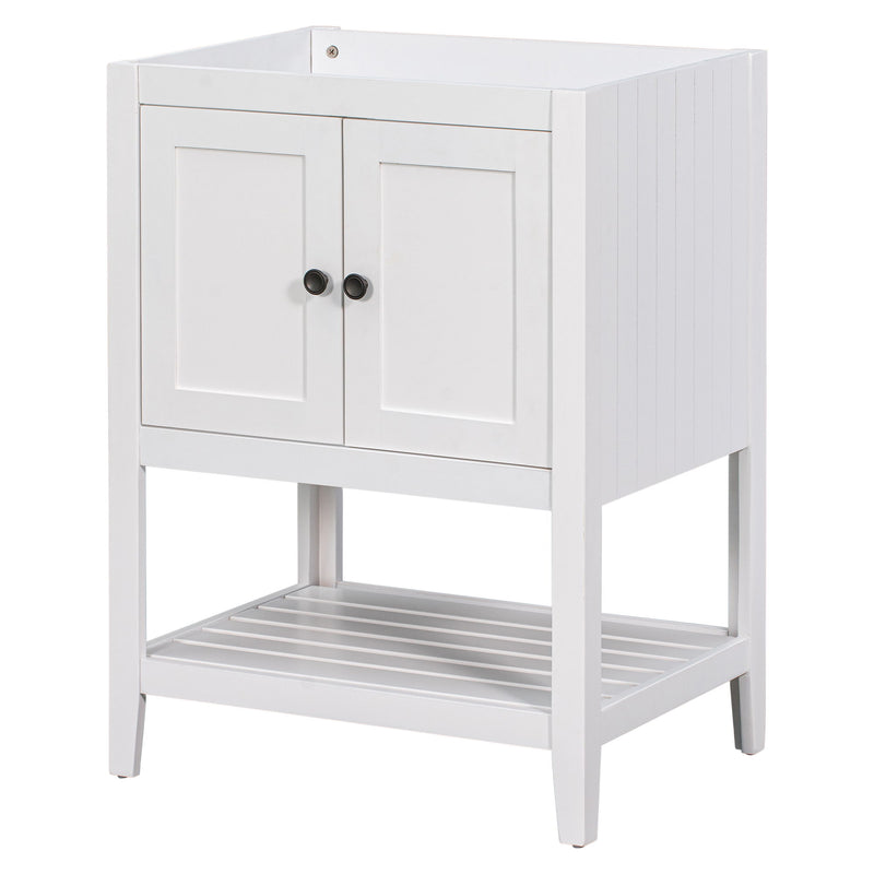 Bathroom Vanity Base Only, Soild Wood Frame, Bathroom Storage Cabinet With Doors And Open Shelf