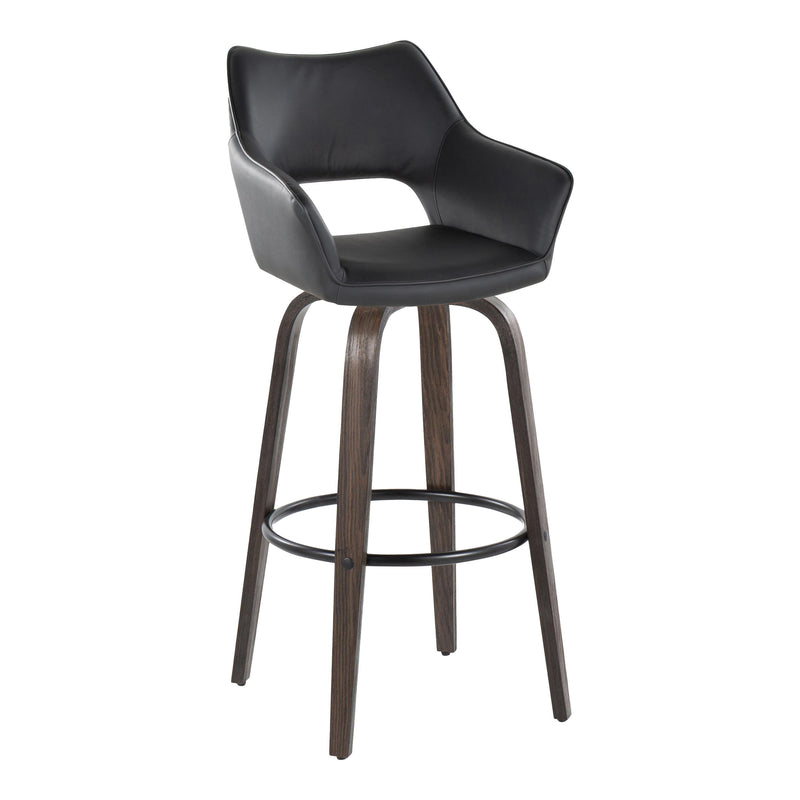 Mustang - Contemporary Fixed Height Barstool With Swivel With Round Footrest (Set of 2)