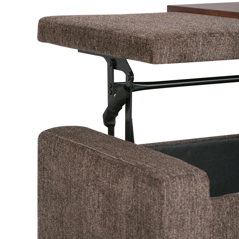 Bretton - Lift Top Storage Ottoman - Deep Umber Brown