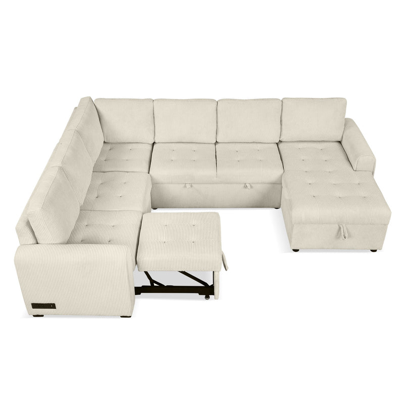 U-Shaped Sofa Sectional Sofa Pull-Out Sofa Bed With A Storage Chaise Lounge, Charging Devices For Living Room