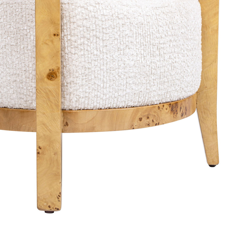 Madrid - Burl Barrel Accent Arm Chair - Seashell White